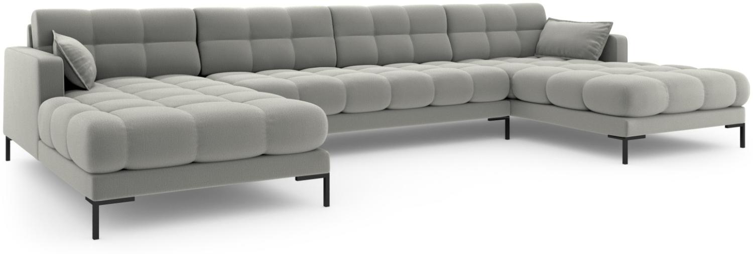 Micadoni 6-Sitzer Panorama Sofa Mamaia | Bezug Light Grey | Beinfarbe Black Metal Bild 1