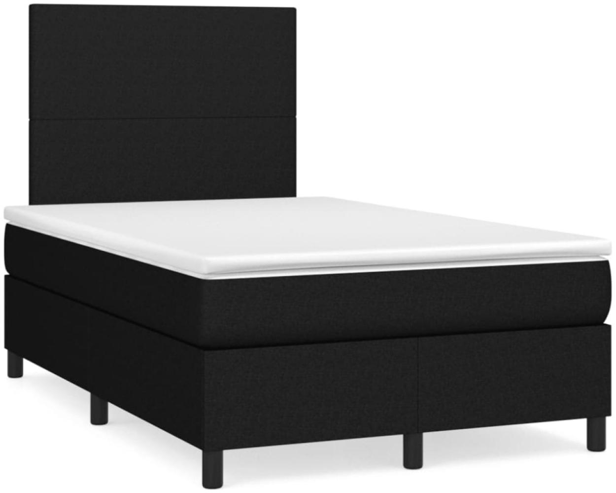 vidaXL Boxspringbett mit Matratze Schwarz 120x190 cm Stoff Bild 1