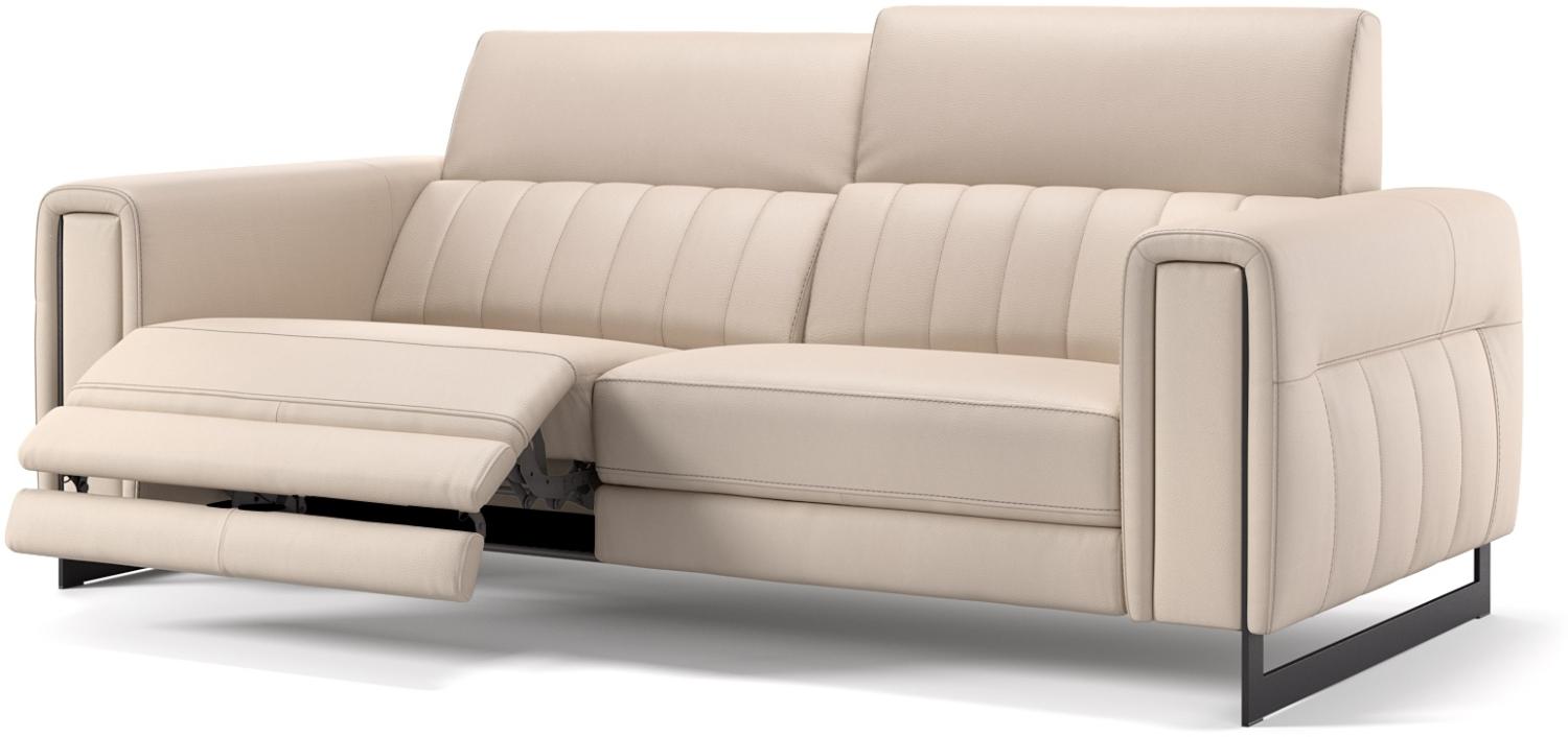 Sofanella 3-Sitzer Lesina Echtledersofa Sitzverstellung Couch in Creme S: 212 Breite x 101 Tiefe Bild 1