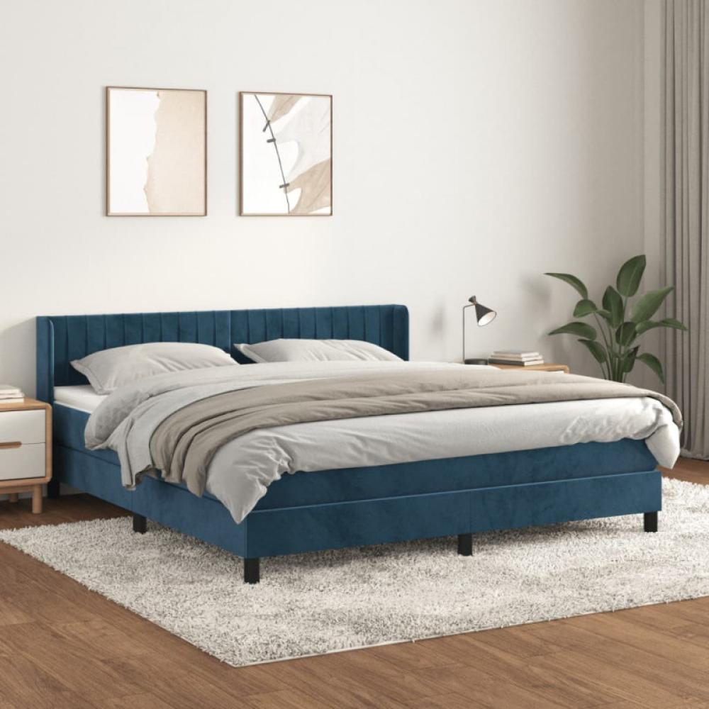 Boxspringbett mit Matratze Dunkelblau 180x200 cm Samt Bild 1