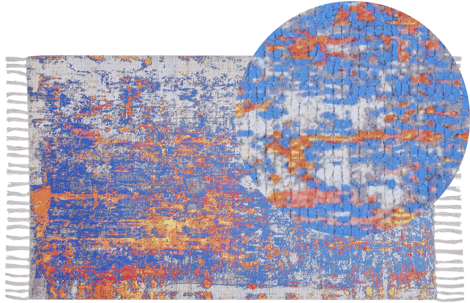 Teppich mehrfarbig 80 x 150 cm abstraktes Muster Fransen Kurzflor ACARLAR Bild 1