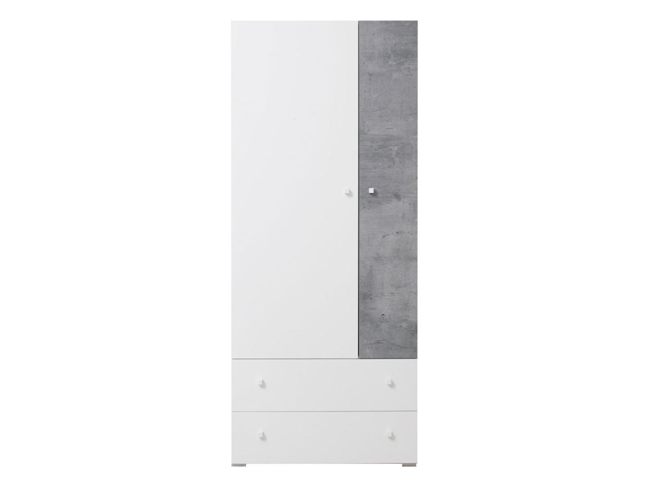 Kleiderschrank Nonnus 03 L / P, Farbe: Weiß / Weiß + Beton Bild 1