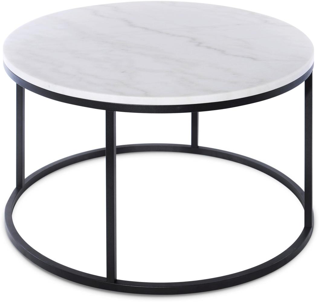 Couchtisch Marmor Wohnzimmertisch Beistelltisch Sofatisch Tisch weiß rund Bild 1