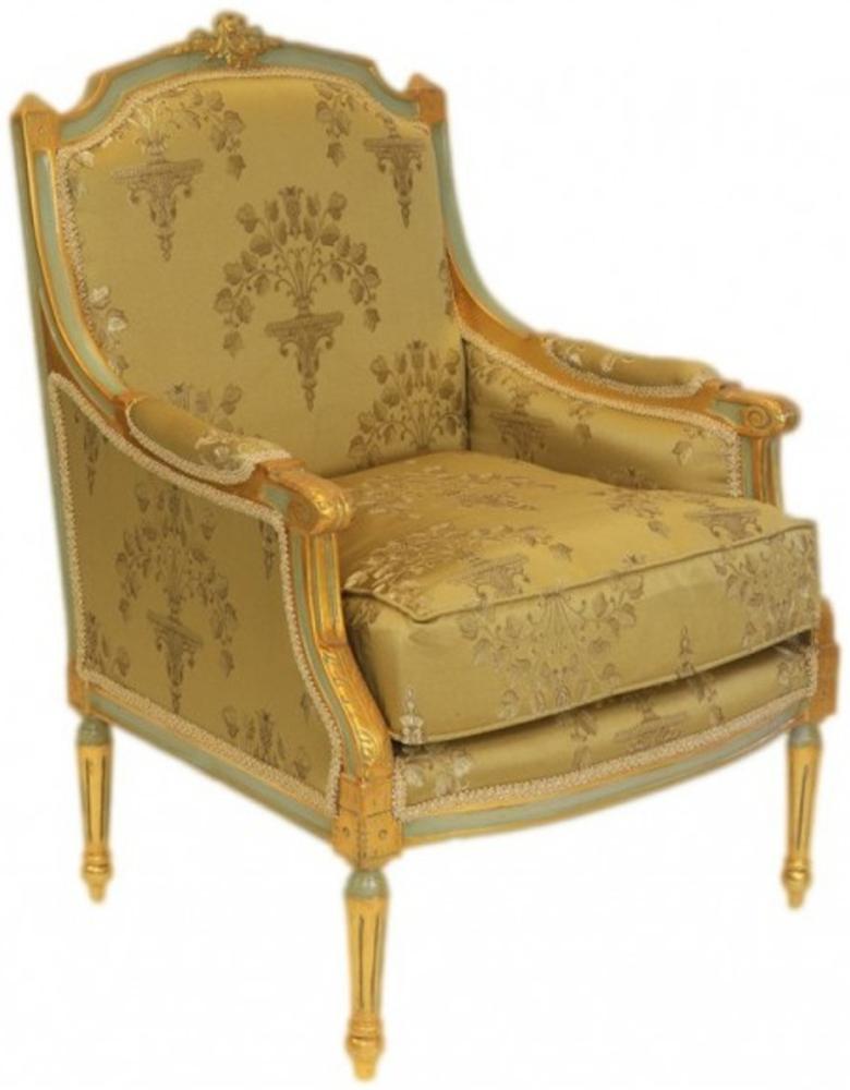 Casa Padrino Barock Lounge Thron Sessel Empire Gold Muster - Ohren Sessel - Ohrensessel Tron Stuhl Bild 1