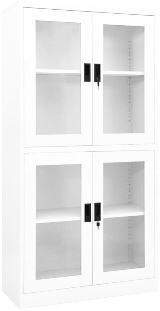 vidaXL Büroschrank Weiß 90x40x180 cm Stahl und Hartglas [335938] Bild 1