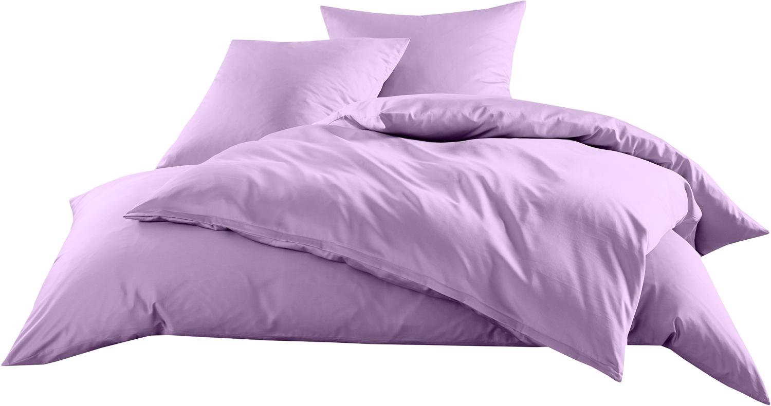 Mako-Satin Baumwollsatin Bettwäsche Uni einfarbig zum Kombinieren (Bettbezug 240 cm x 220 cm, Flieder) viele Farben & Größen Bild 1