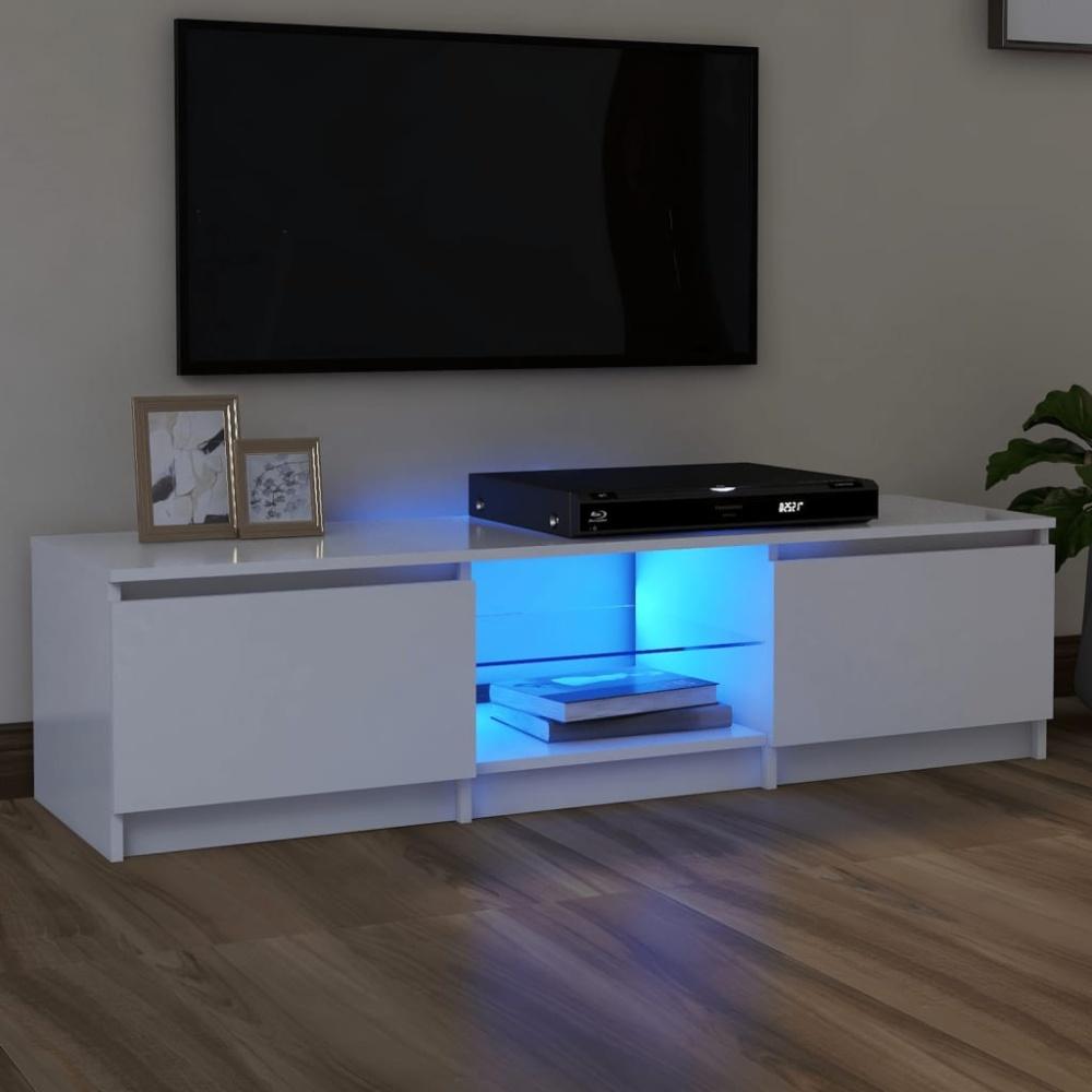 TV-Schrank mit LED-Leuchten Weiß 140x40x35,5 cm Bild 1
