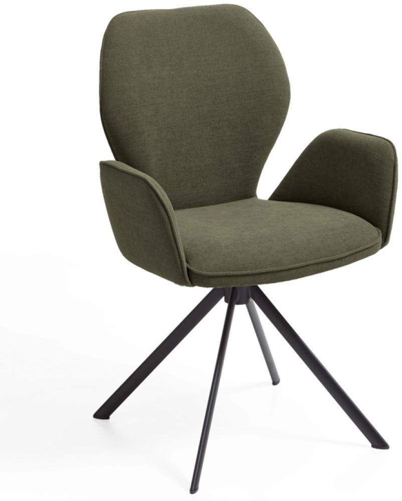 Niehoff Sitzmöbel Colorado Trend-Line Design-Armlehnenstuhl Eisen/Webstoff - 180° drehbar Malea-R oliv Bild 1