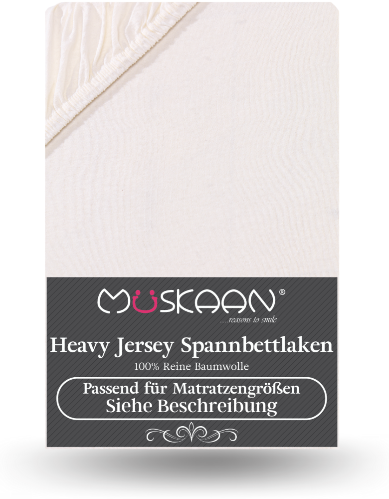 Müskaan - Premium Jersey Spannbettlaken 180x200 cm - 200x200 cm + 15 cm Split Topper 160 g/m² natur Bild 1