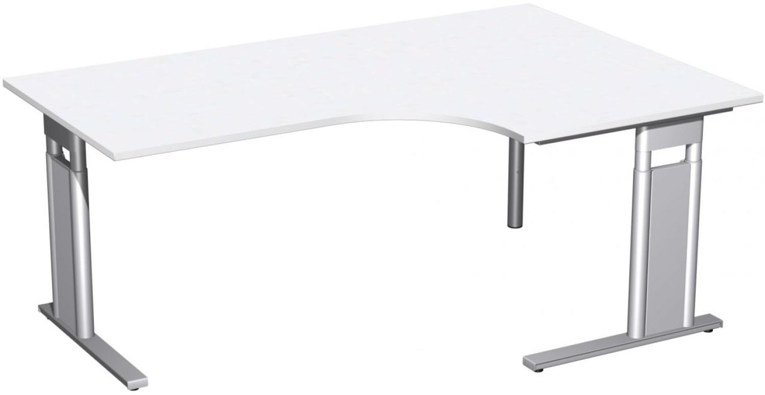 PC-Schreibtisch rechts, höhenverstellbar, 180x120cm, Weiß / Silber Bild 1