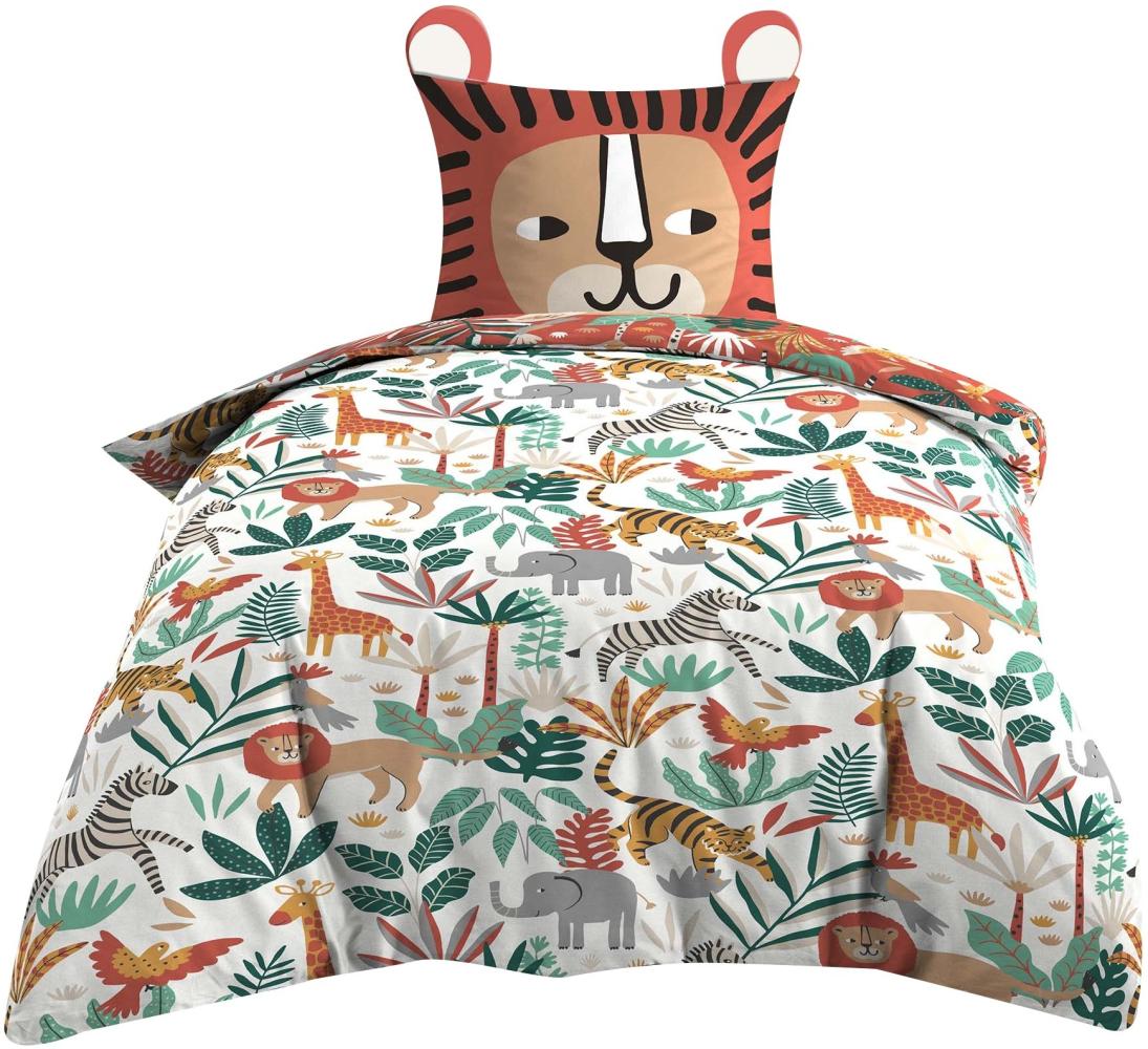 2tlg Kinder Bettwäsche Dschungel Tiere Bettbezug Kissenbezug 140x200cm Baumwolle Bild 1