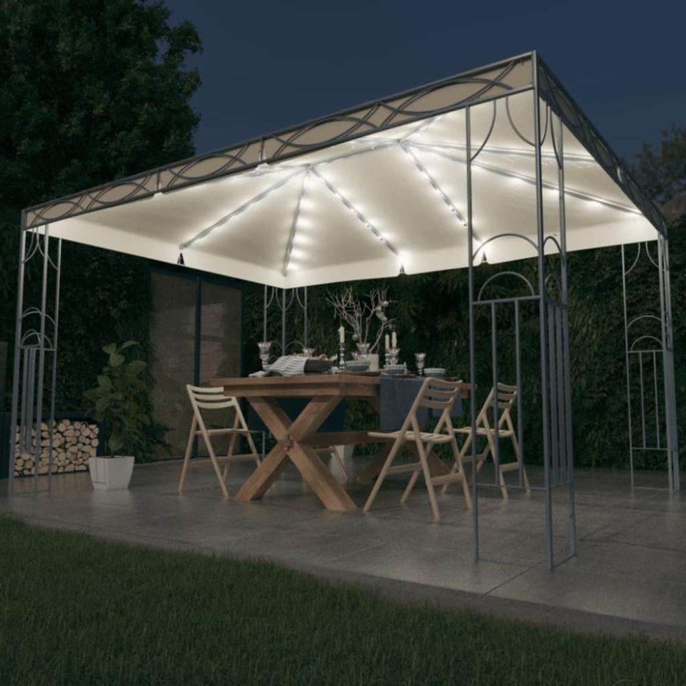 Pavillon mit LED-Lichterkette 400x300 cm Cremeweiß Bild 1