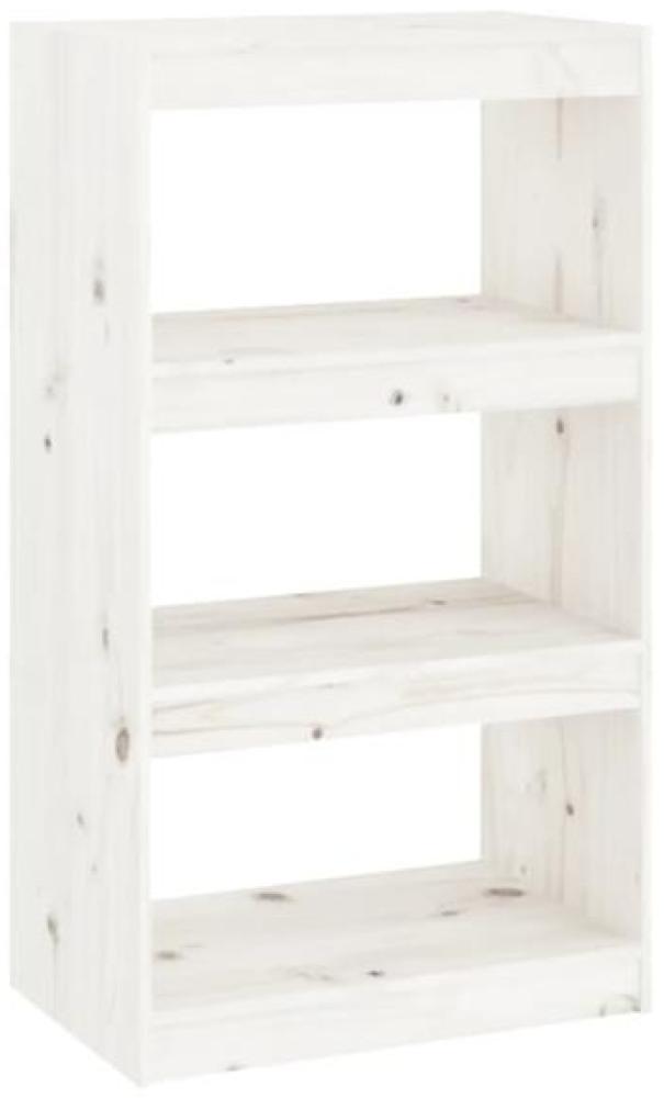 Bücherregal Raumteiler Weiß 60x30x103,5 cm Massivholz Kiefer Bild 1