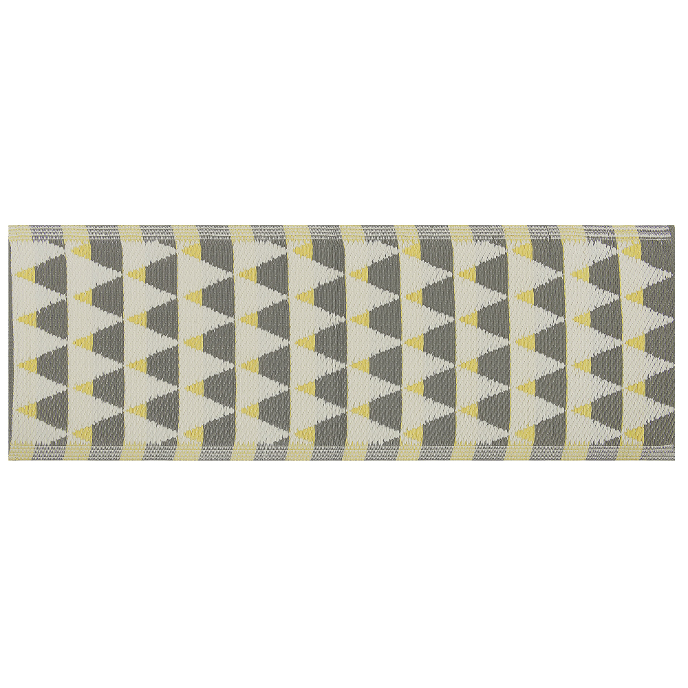 Outdoor Teppich grau-gelb 60 x 105 cm Dreieck Muster HISAR Bild 1