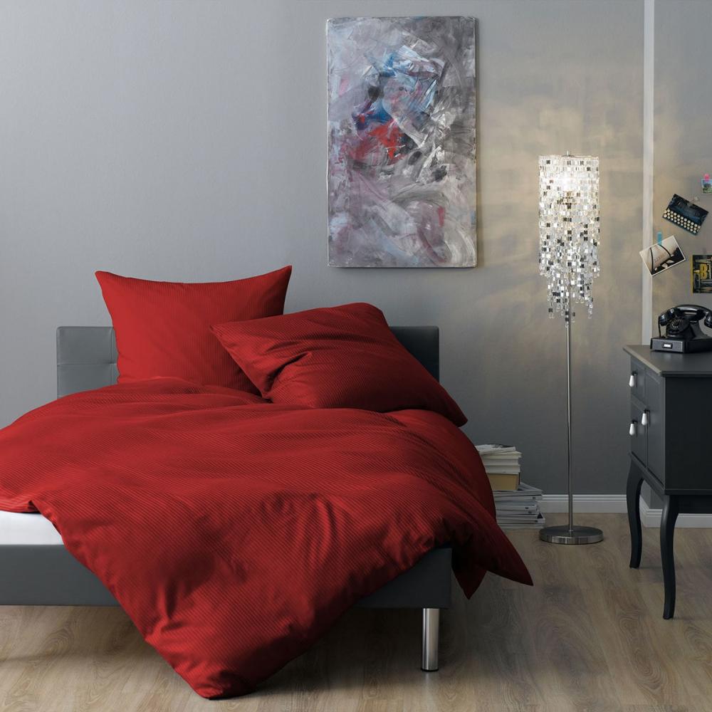 Lorena Mako-Satin Bettwäsche Venedig burgund|Kissenbezug einzeln 40x80 cm Bild 1