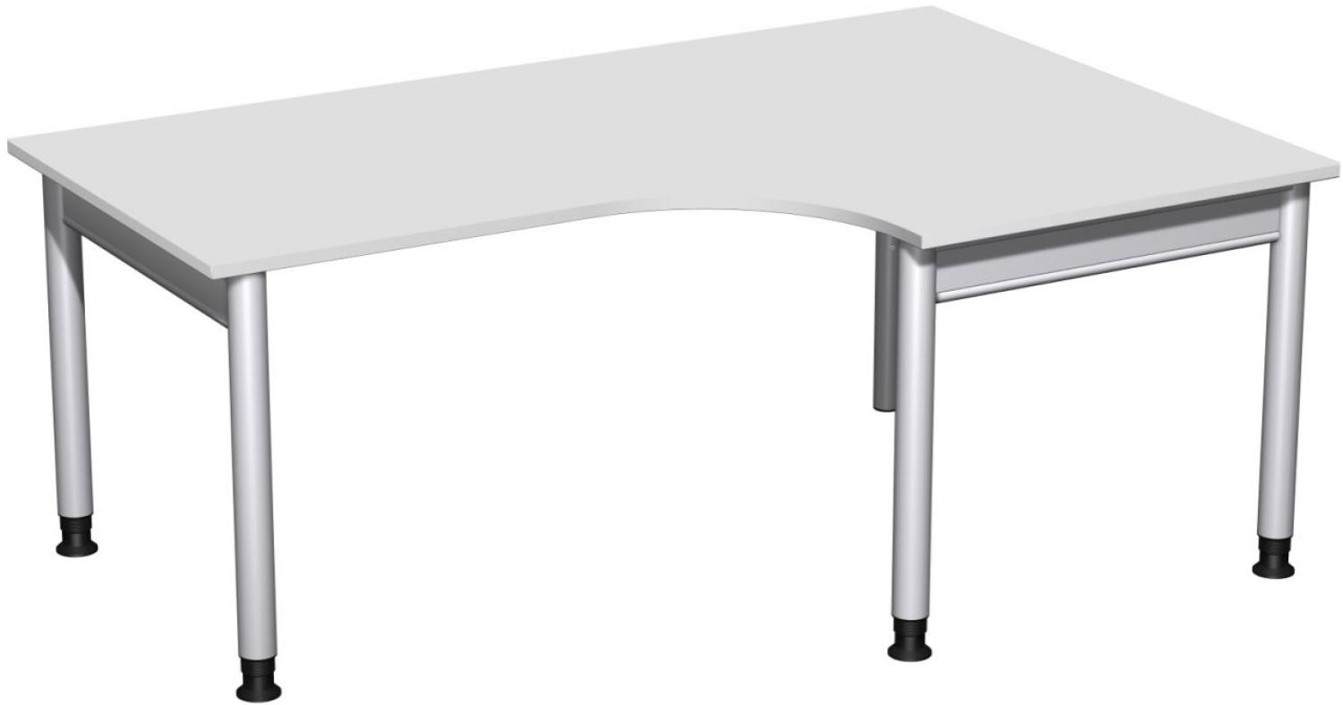 PC-Schreibtisch '4 Fuß Pro' rechts, höhenverstellbar, 180x120cm, Lichtgrau / Silber Bild 1