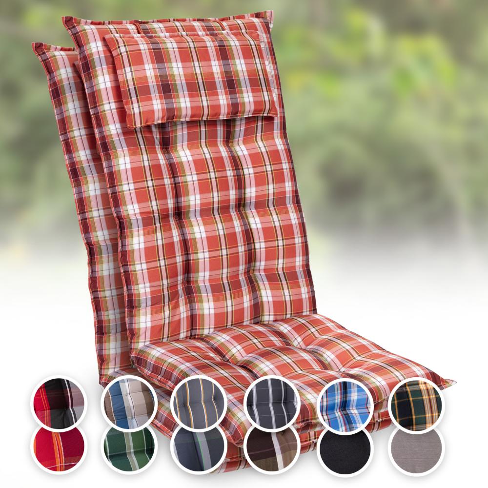 Sylt Polsterauflage Sesselauflage Kopfkissen Polyester 50x120x9cm Rot / Weiß Bild 1