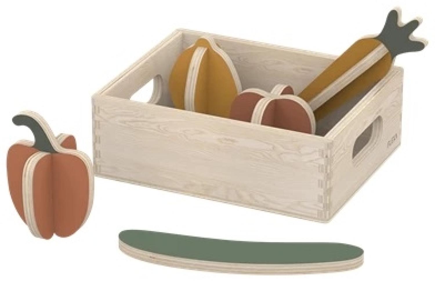 Flexa Gemüse Holzspielzeug-Set in Holzbox, Birke Bild 1