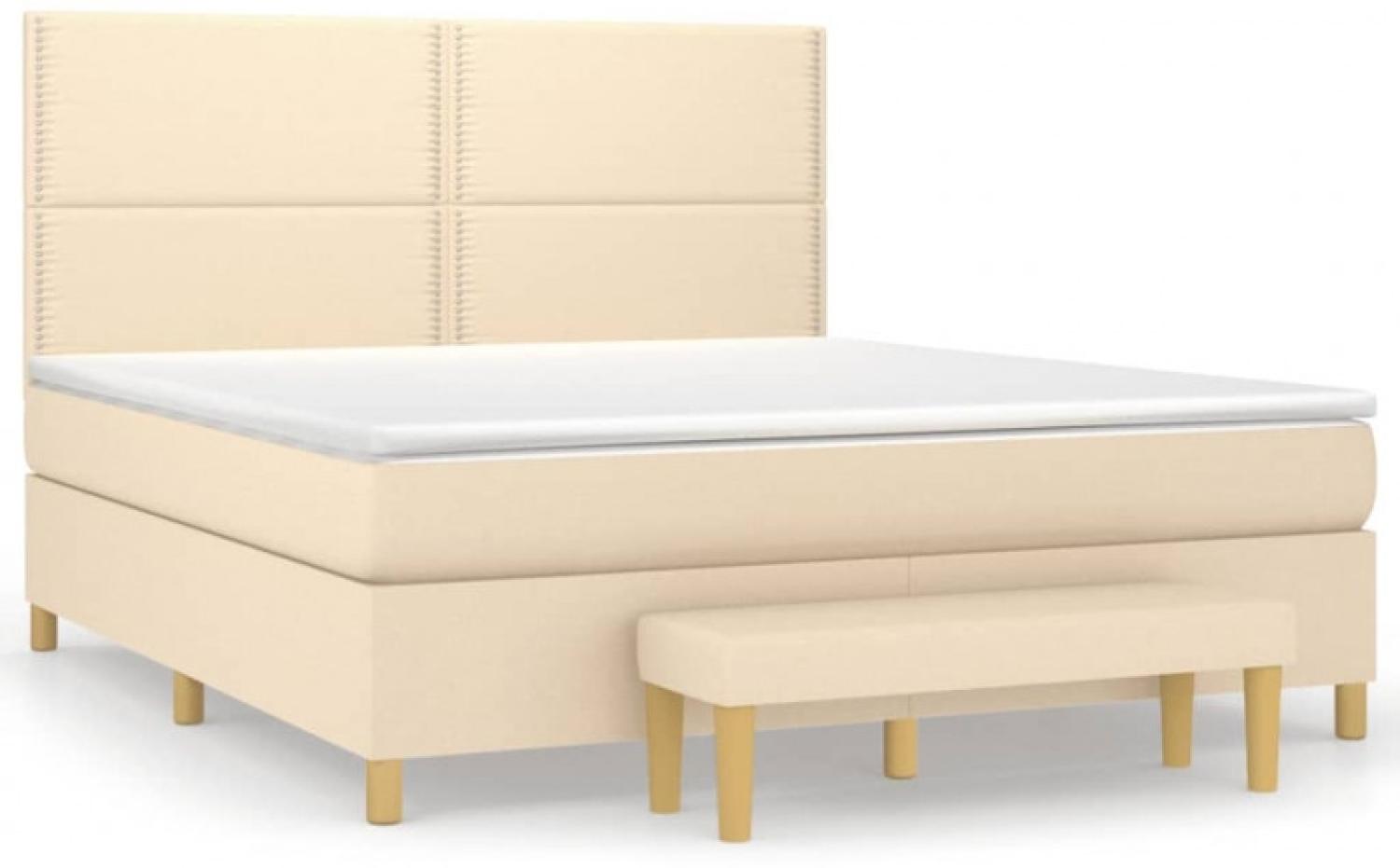 vidaXL Boxspringbett mit Matratze Creme 160x200 cm Stoff Bild 1