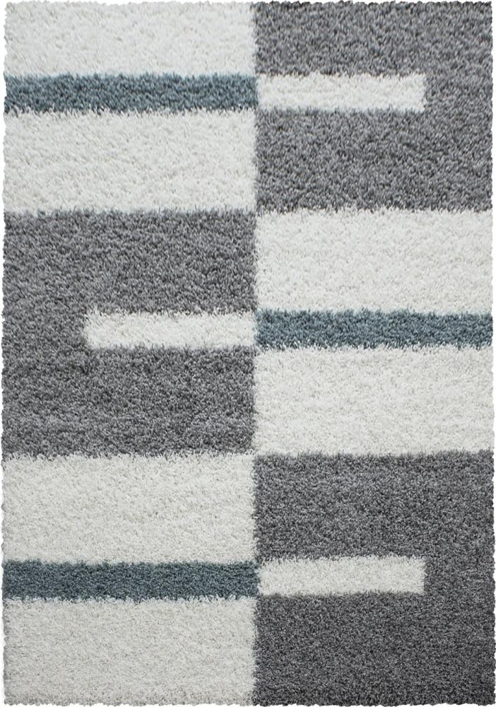 Hochflor Teppich Gianna rechteckig - 160x230 cm - Türkis Bild 1