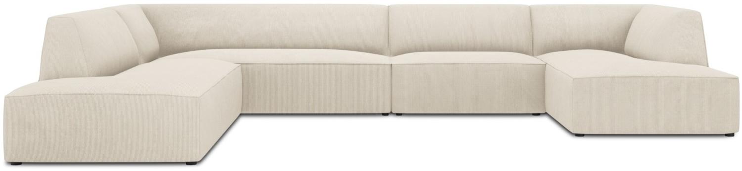 Micadoni 7-Sitzer Panorama Ecke links Sofa Ruby | Bezug Light Beige | Beinfarbe Black Plastic Bild 1