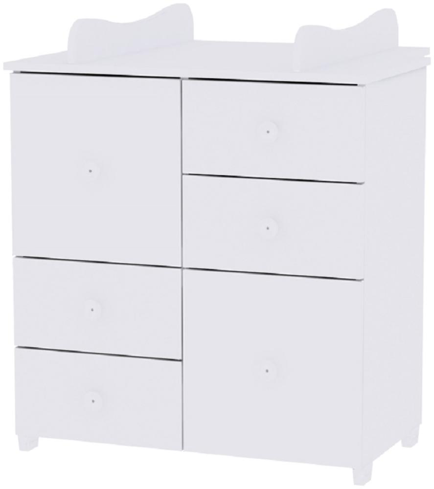 Lorelli Kommode Cupboard 83 x 71 x 96 cm, 4 Schubladen, 2 Türen mit Regalboden weiß uni Bild 1