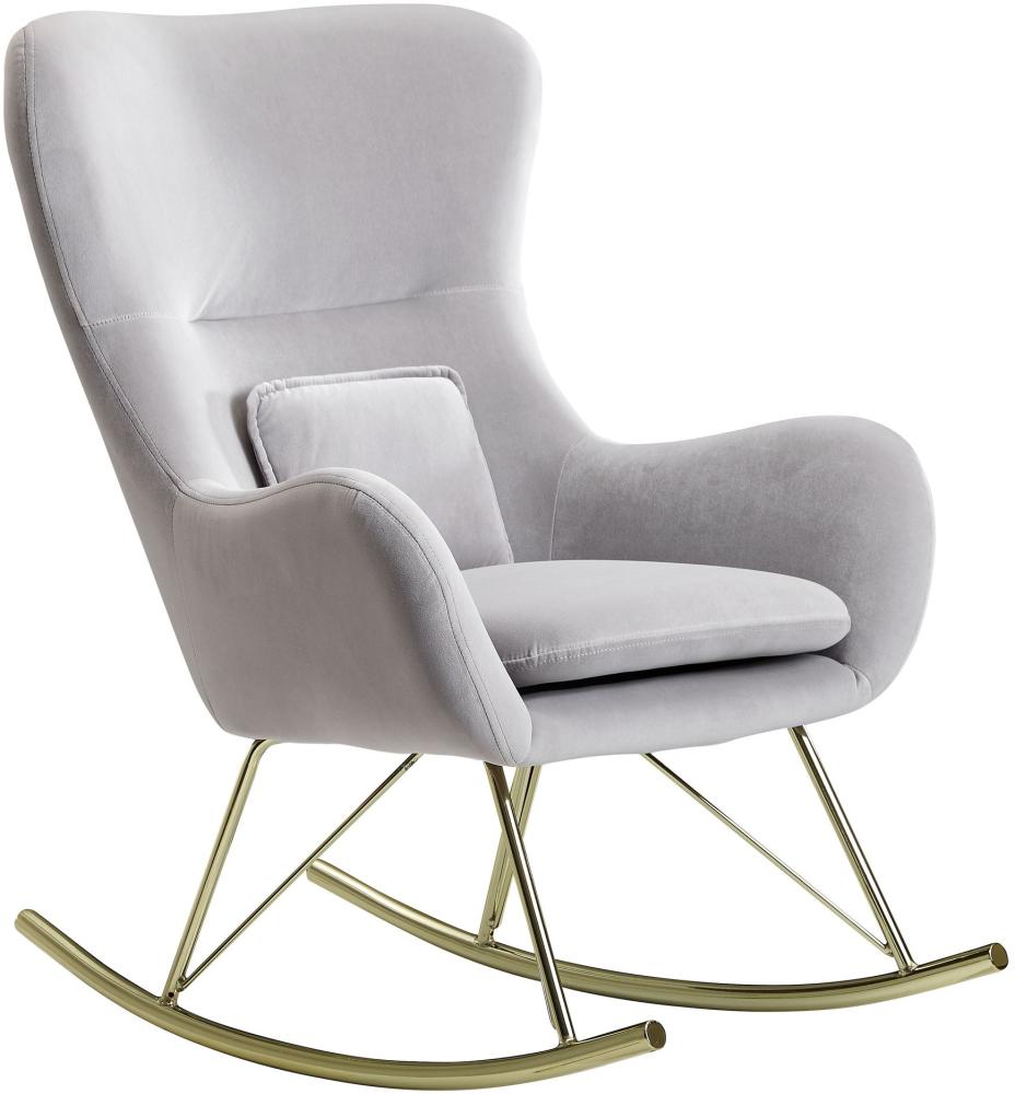 KADIMA DESIGN Gemütlicher Schaukelstuhl aus Samt mit Wippfunktion, modernem Design und bequemer Sitzschale. Farbe: Grau Bild 1