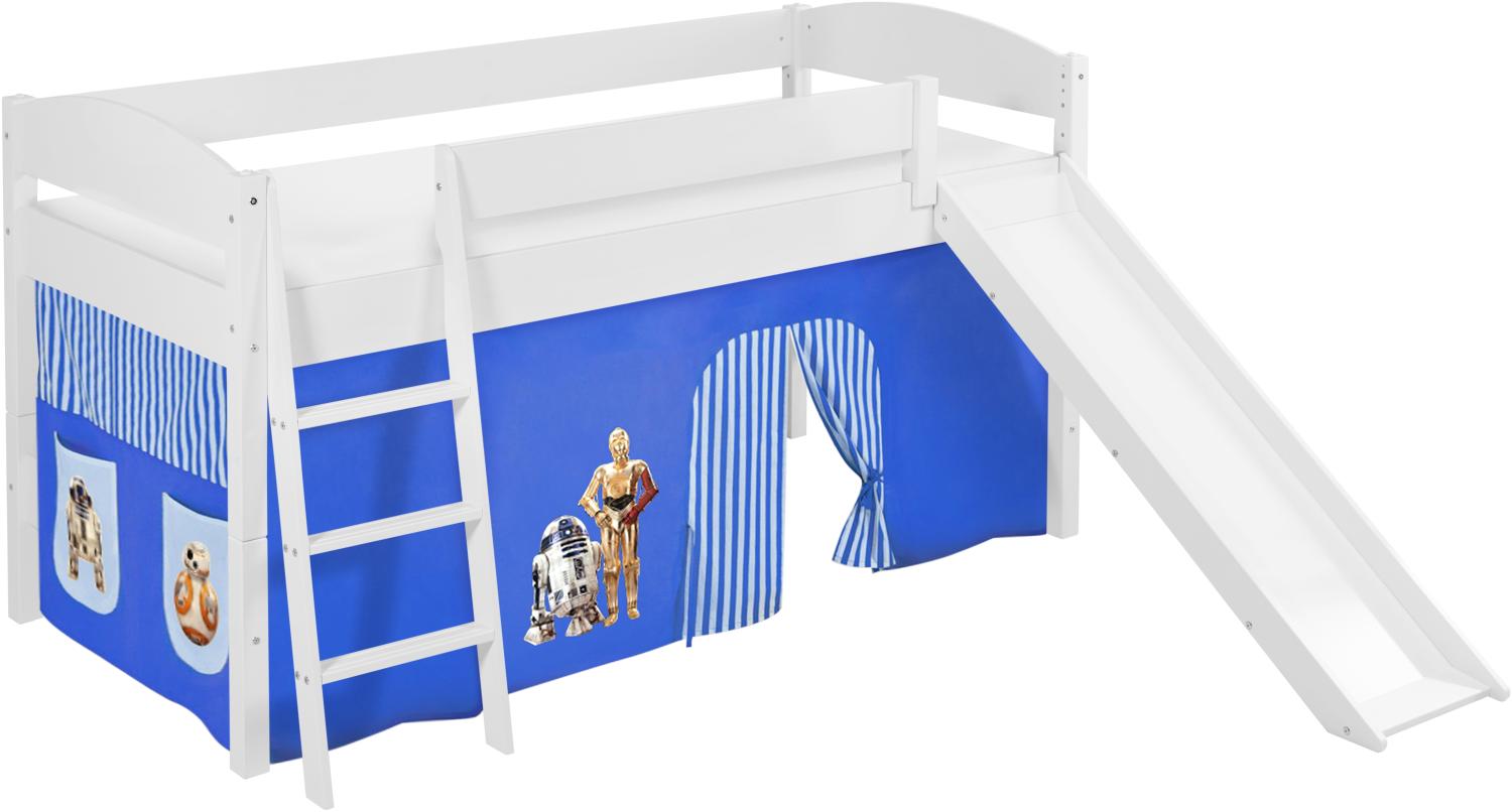 Lilokids 'Ida 4105' Spielbett 90 x 200 cm, Star Wars Blau, Kiefer massiv, mit Rutsche und Vorhang Bild 1