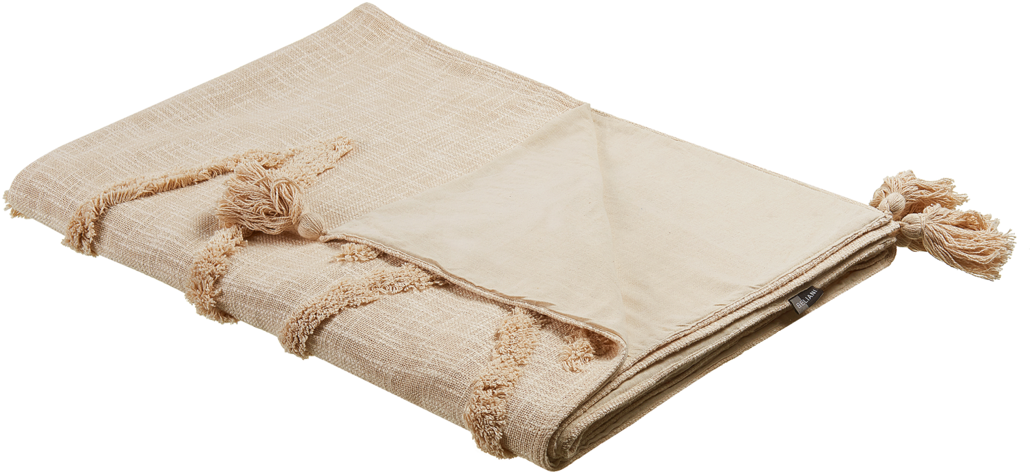 Decke Baumwolle beige 130 x 180 cm orientalisches Muster MORBI Bild 1