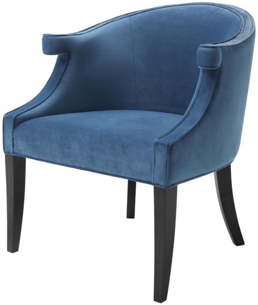 Casa Padrino Luxus Salon Sessel mit Armlehnen Blau / Schwarz 70 x 70 x H. 83 cm - Hotel Möbel Bild 1