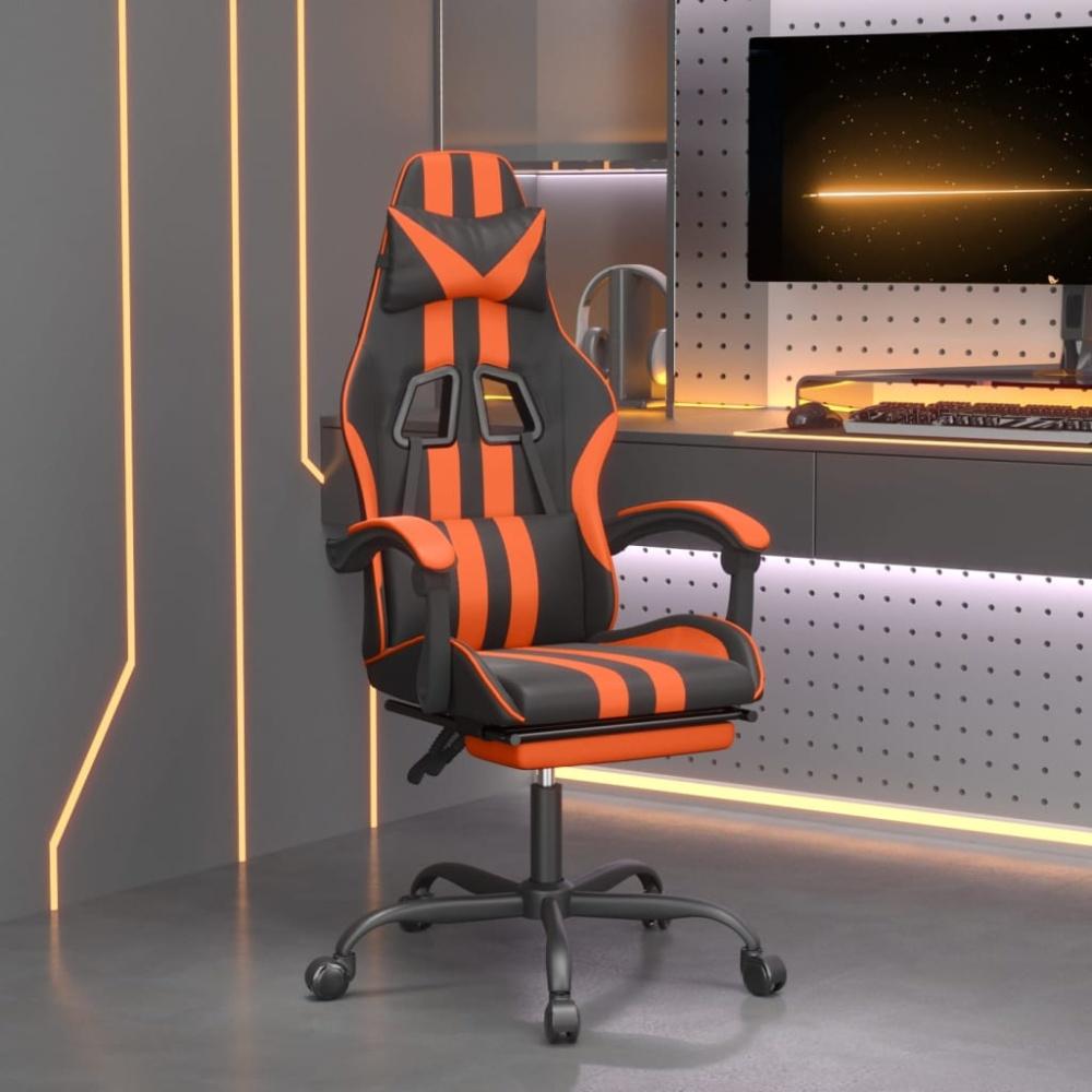 vidaXL Gaming-Stuhl mit Fußstütze Drehbar Schwarz & Orange Kunstleder [349537] Bild 1