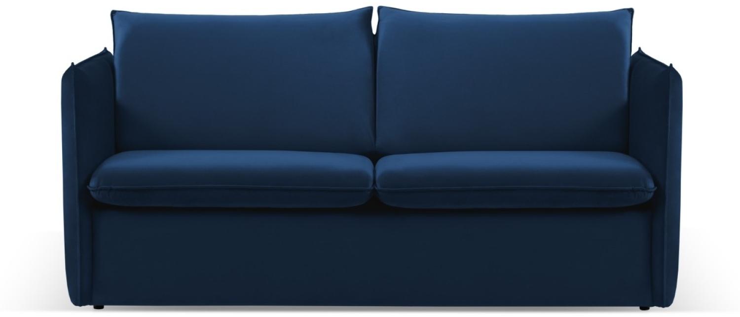 Micadoni 2-Sitzer Samtstoff Sofa mit Bettfunktion Agate | Bezug Royal Blue | Beinfarbe Black Plastic Bild 1