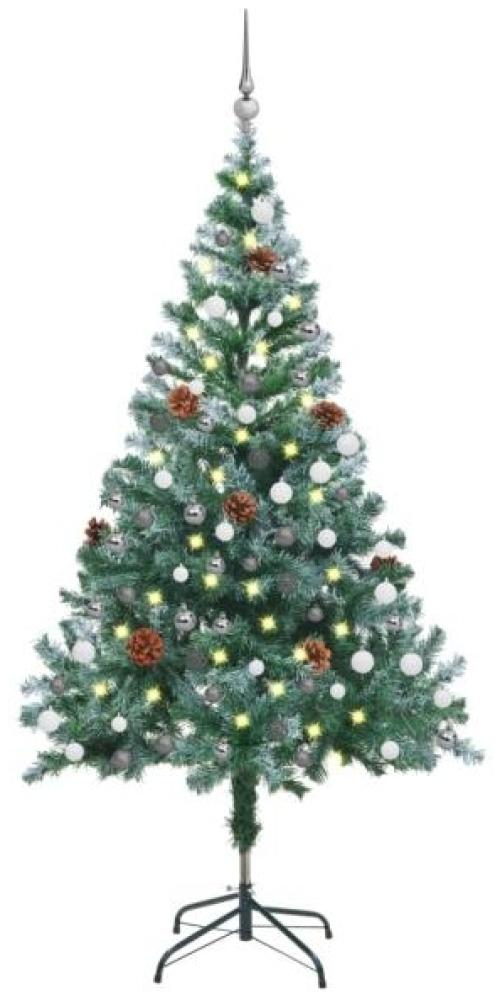 vidaXL Weihnachtsbaum Gefrostet mit LEDs Kugeln Zapfen Set 150 cm, Mit Beleuchtung [3077699] Bild 1
