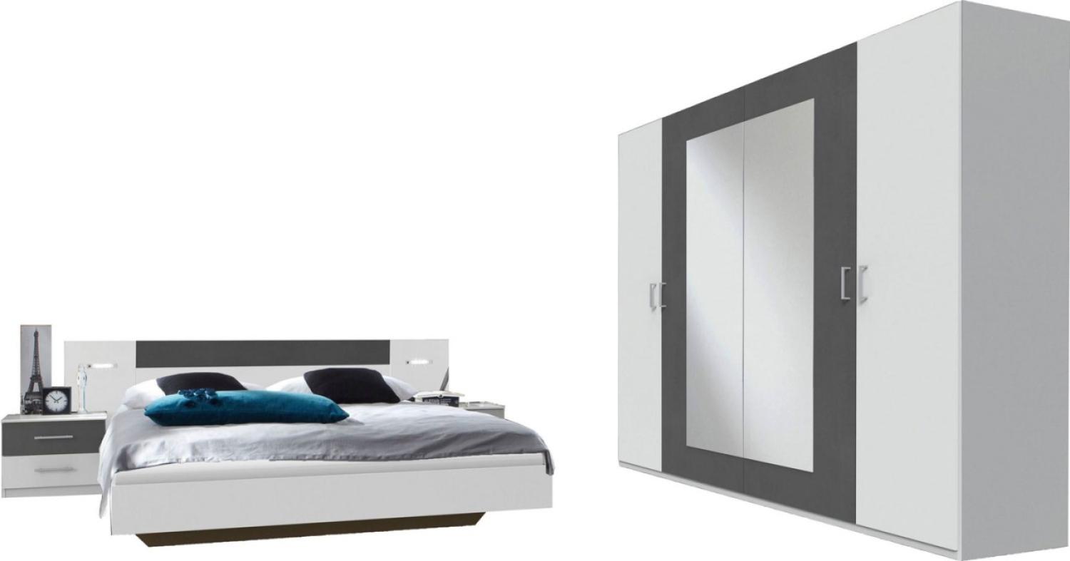 Schlafzimmer-Set Angie komplett 4-teilig weiß graphit Bild 1