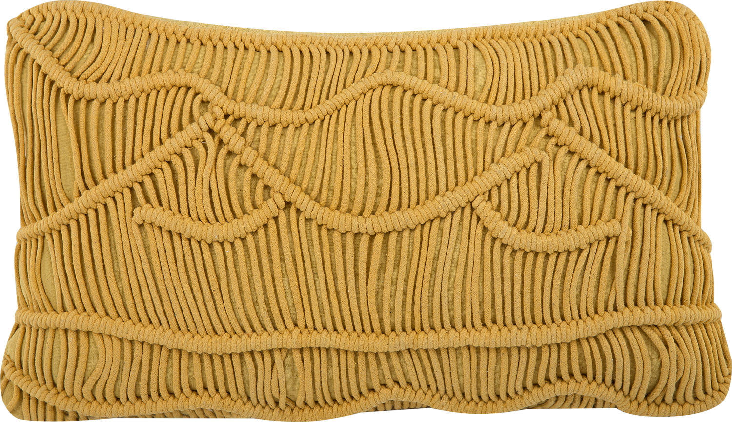 Dekokissen Baumwolle gelb Makramee 30 x 50 cm KIRIS Bild 1