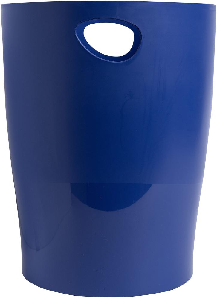 Exacompta 45303D ECOBIN Papierkorb BeeBlue aus Recycling-Kunststoff 15 Liter mit Griffen. Eleganter und robuster Papierkorb und Mülleimer im modernen Design Marineblau Blauer Engel Bild 1