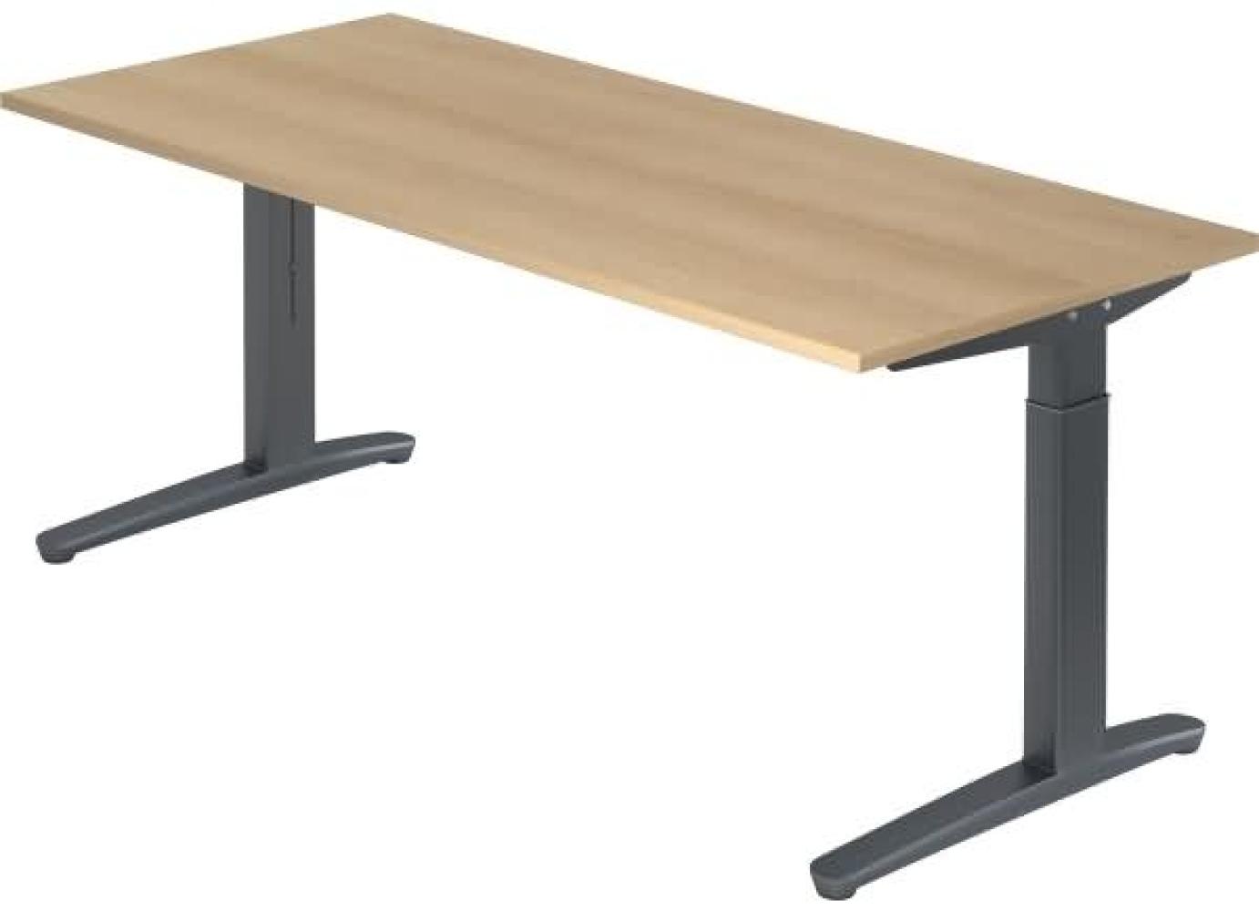 'XB19' Schreibtisch, C-Fuß, 180x80cm, Eiche / Graphit Bild 1