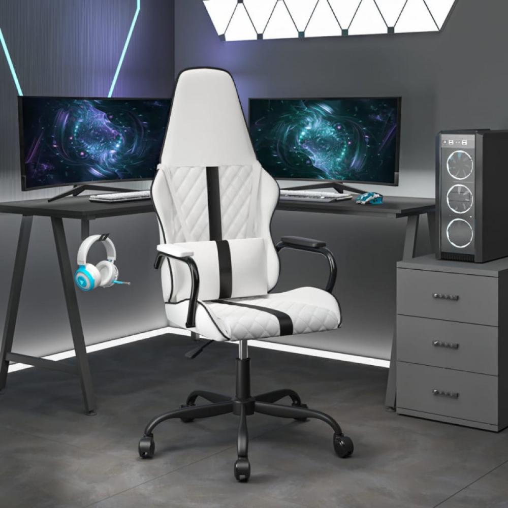 Gaming-Stuhl Weiß und Schwarz Kunstleder (Farbe: Weiß) Bild 1