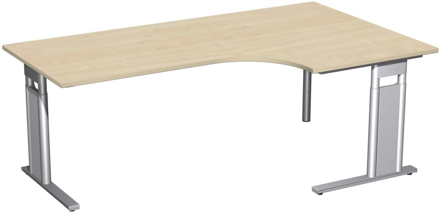 PC-Schreibtisch 'C Fuß Pro' rechts, höhenverstellbar, 200x120cm, Ahorn / Silber Bild 1