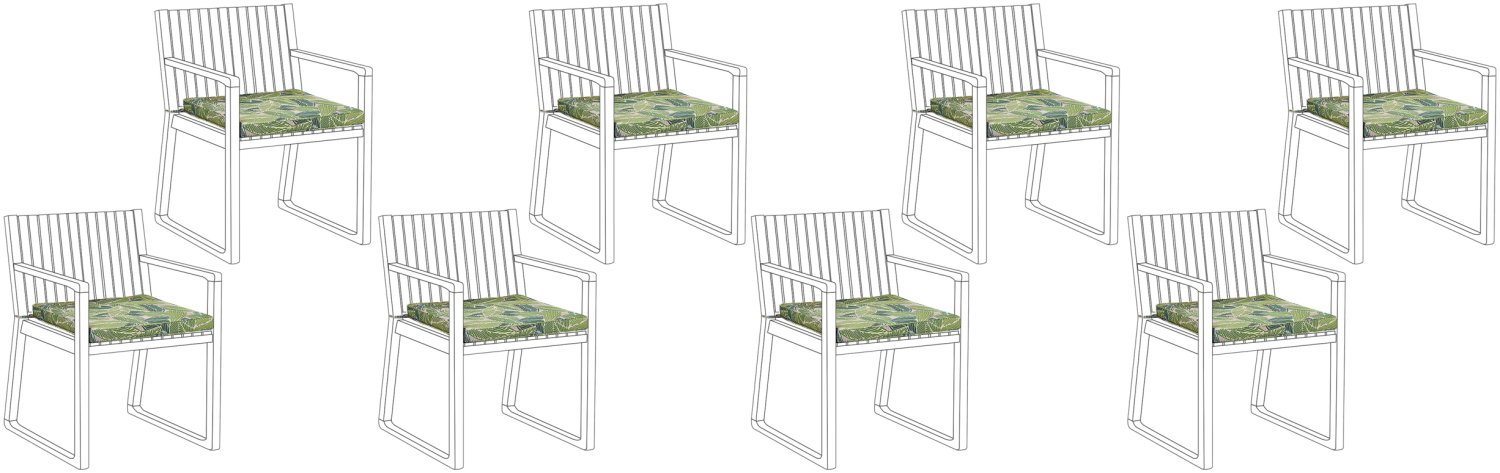 Sitzkissen für Stuhl SASSARI 8er Set grün Blättermuster 46 x 46 x 5 cm Bild 1