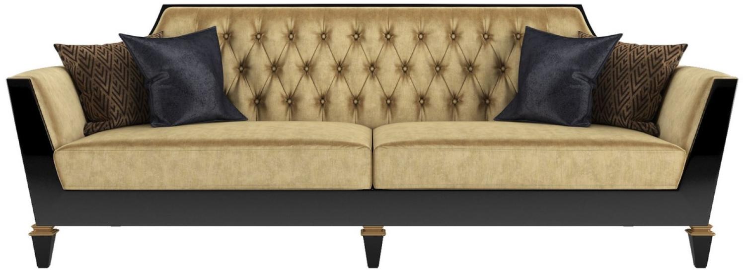 Casa Padrino Luxus Barock Wohnzimmer Sofa Gold / Schwarz 260 x 95 x H. 93 cm Bild 1