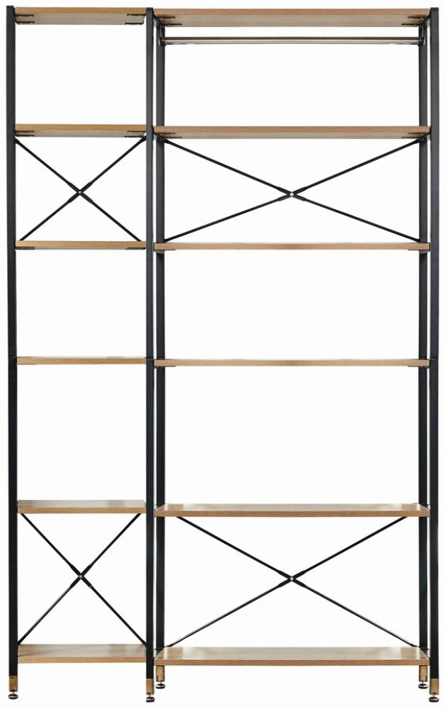 Regal-Set 30 x 127 x 210 cm Metall MDF mit Akazie-Dekor Schwarz Natur Bild 1