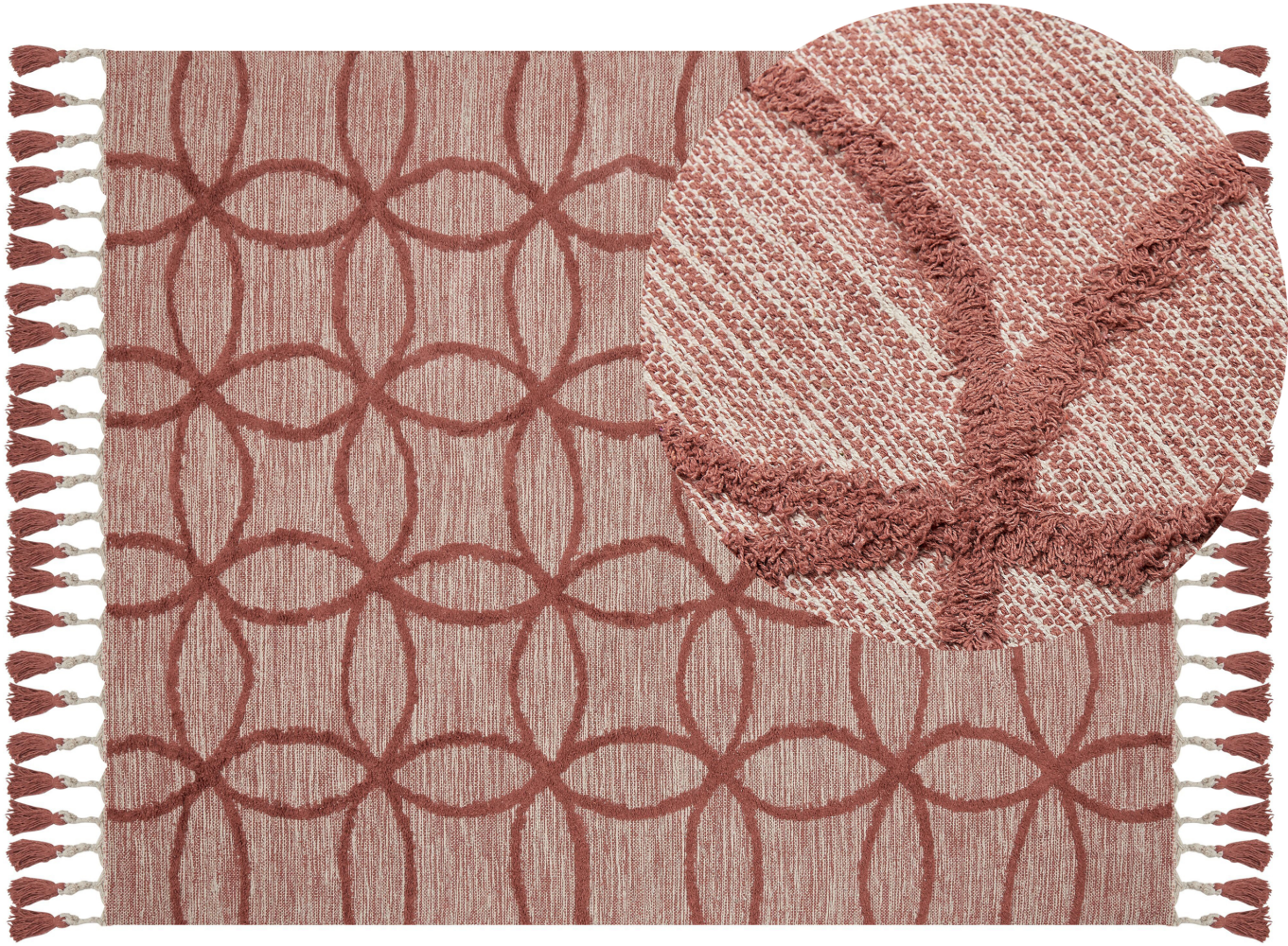 Teppich Baumwolle rot 160 x 230 cm geometrisches Muster Kurzflor KIRSEHIR Bild 1