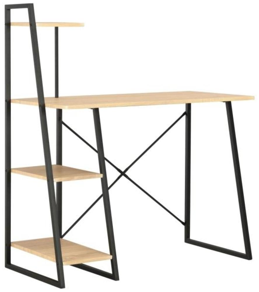 Schreibtisch mit Regaleinheit, Schwarz/ Eiche, 102 × 50 × 117 cm Bild 1