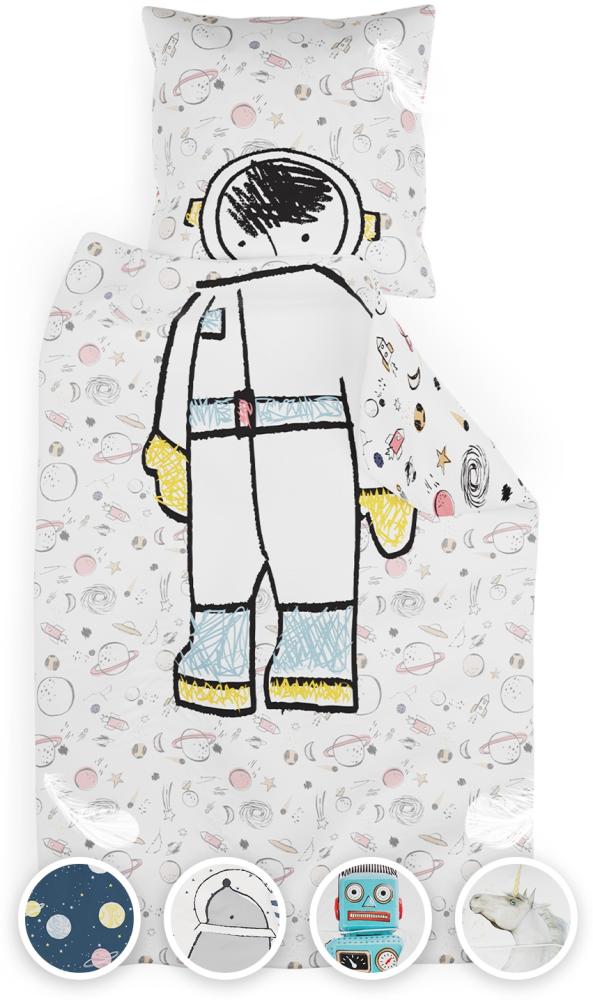 Soft Wonder Kids-Edition Bettwäsche 135 x 200 cm 80 x 80 cm atmungsaktiv Mikrofaser Astronaut Bild 1
