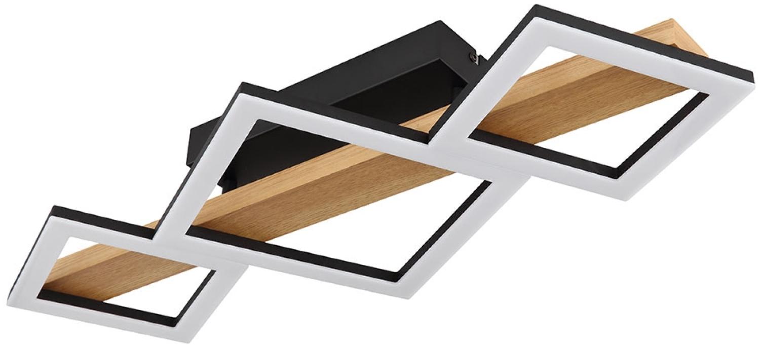 LED Deckenleuchte, Holz, Quadrate schwarz, L 66 cm Bild 1