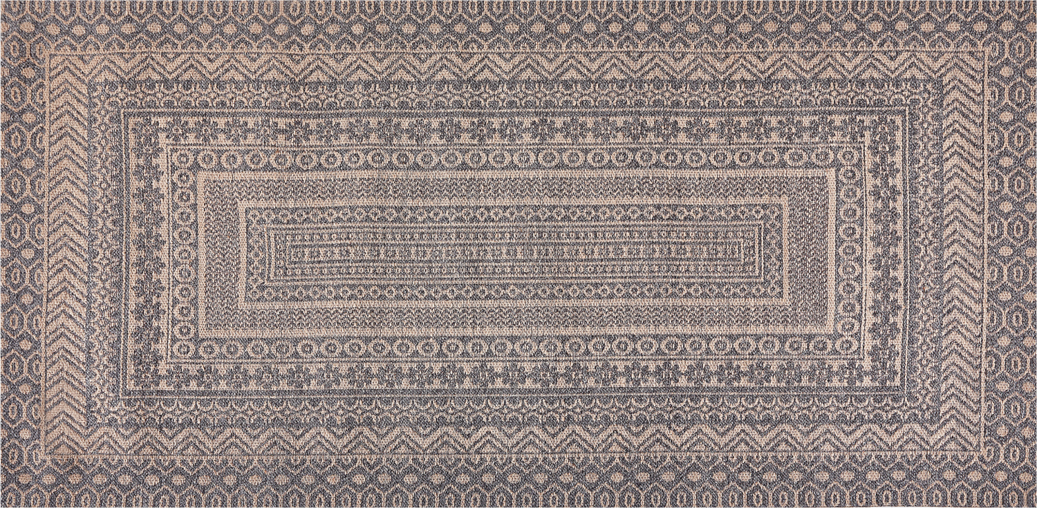 Teppich Jute beige grau 80 x 150 cm geometrisches Muster Kurzflor BAGLAR Bild 1