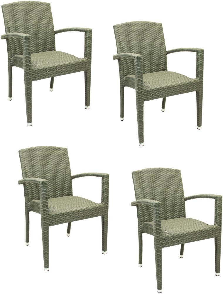4x KONWAY® MAUI Stapelsessel Quarz Premium Polyrattan Garten Sessel Stuhl Set Bild 1