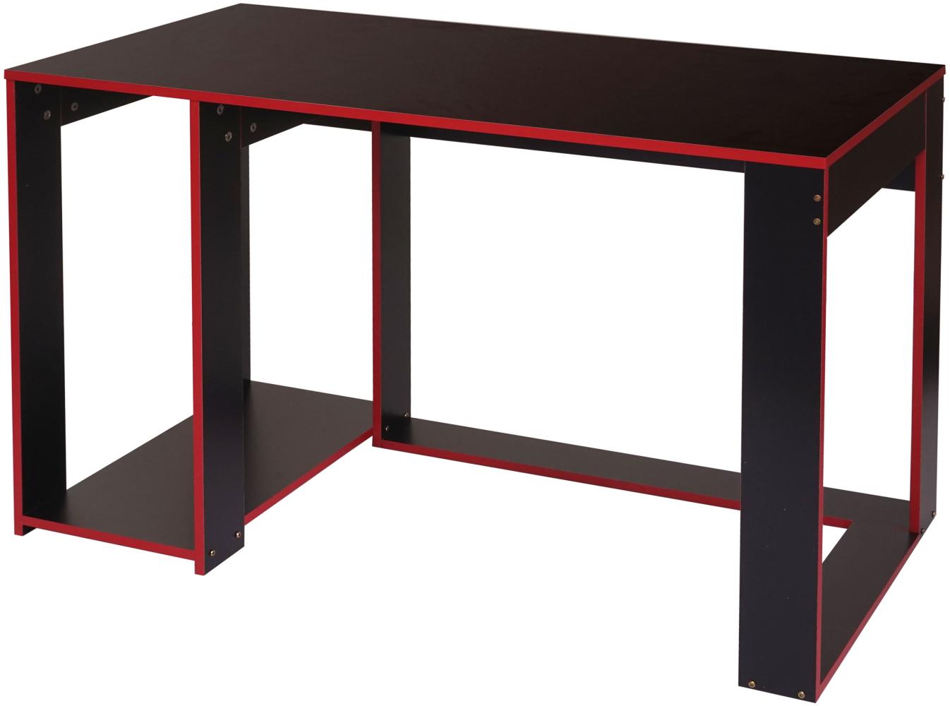 Schreibtisch HWC-J26, Computertisch Bürotisch, 120x60x76cm ~ schwarz-rot Bild 1