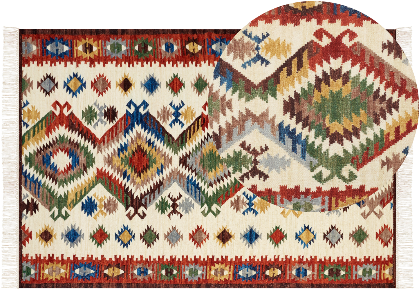 Kelim Teppich Wolle mehrfarbig 160 x 230 cm orientalisches Muster Kurzflor AREVIK Bild 1